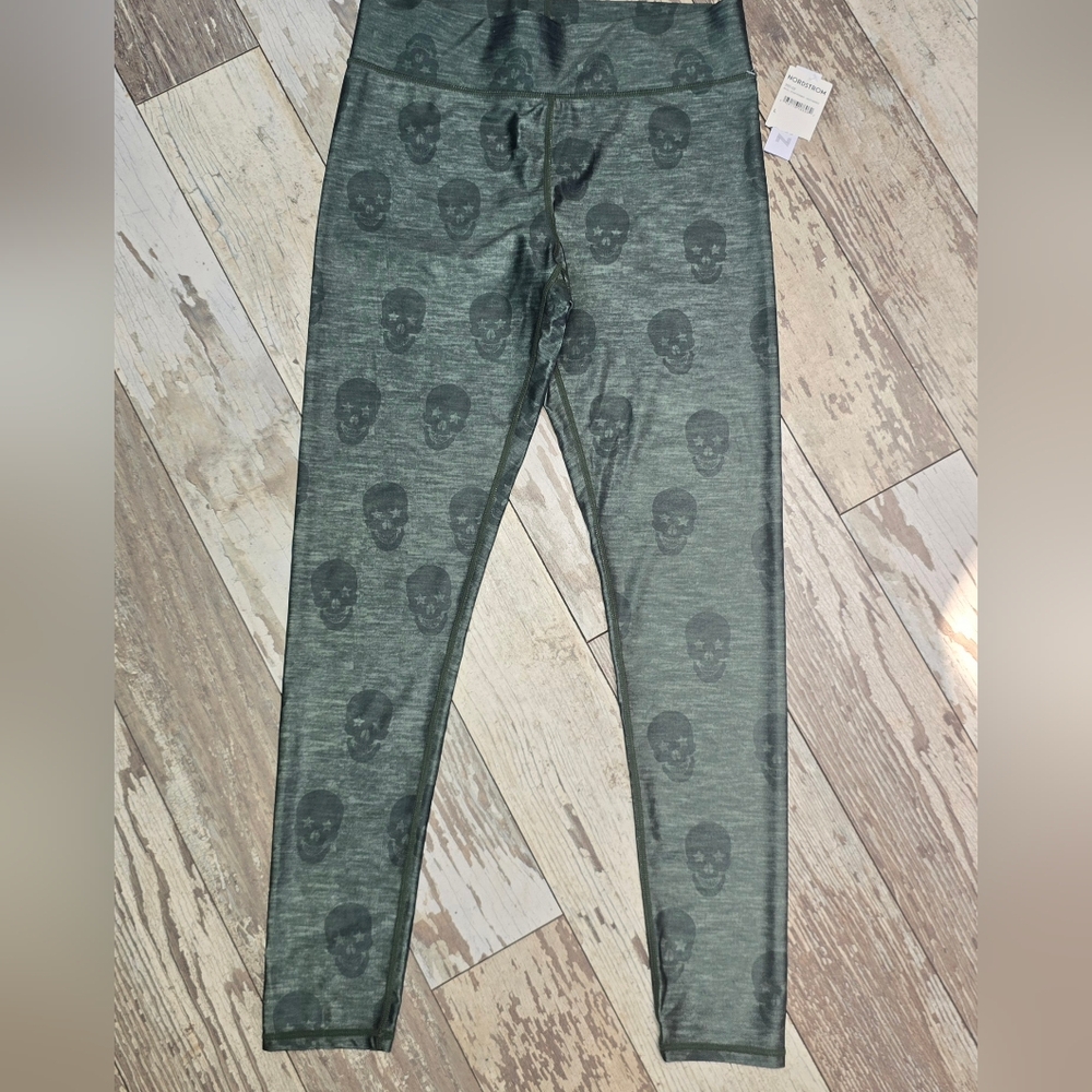 NWT- Terez Skull Star Power Heathered Olive Green Leggings Size Large - Picture 2 of 9